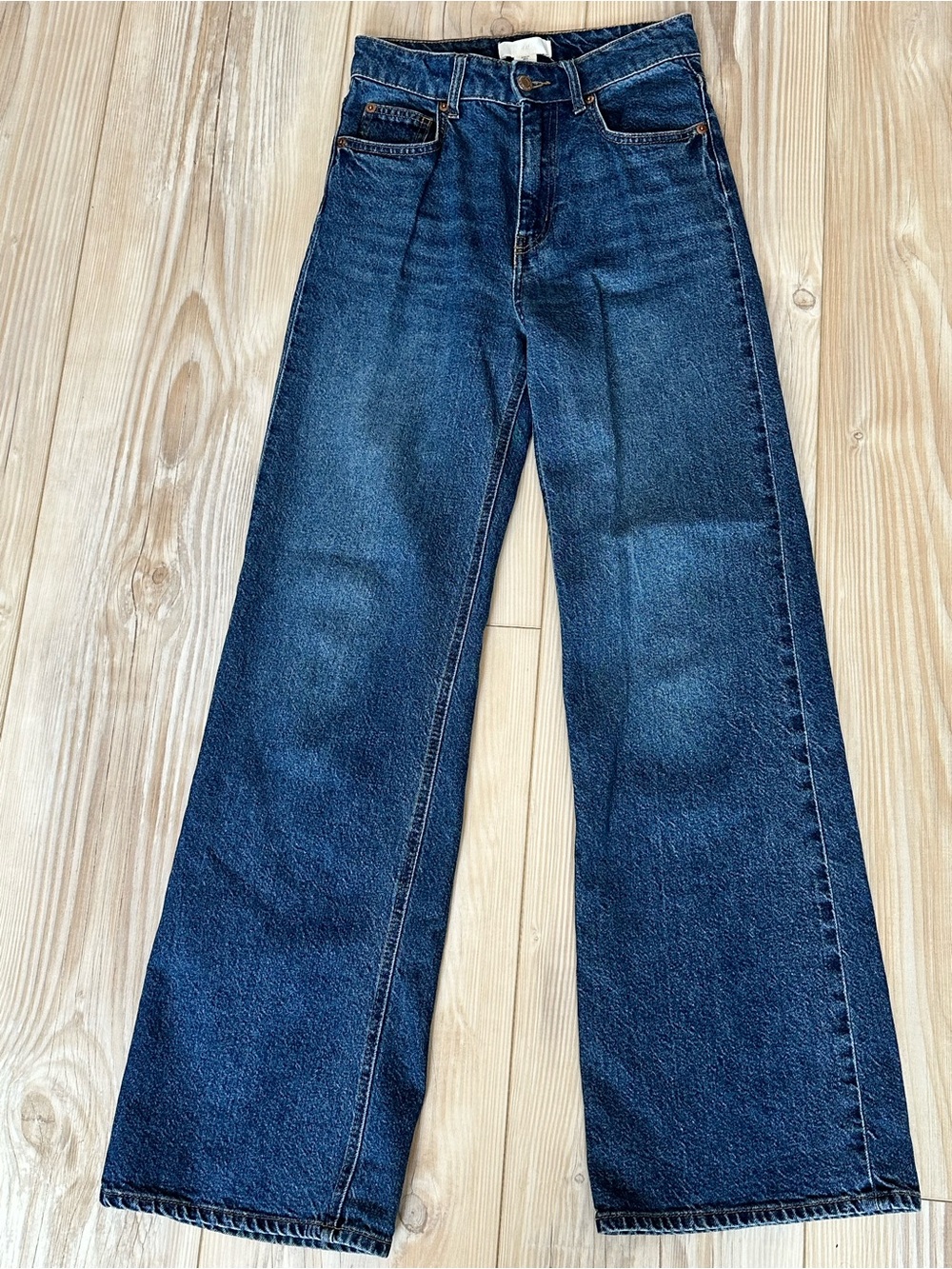 H&M Medium Blue High-Rise Wide-Leg Jeans